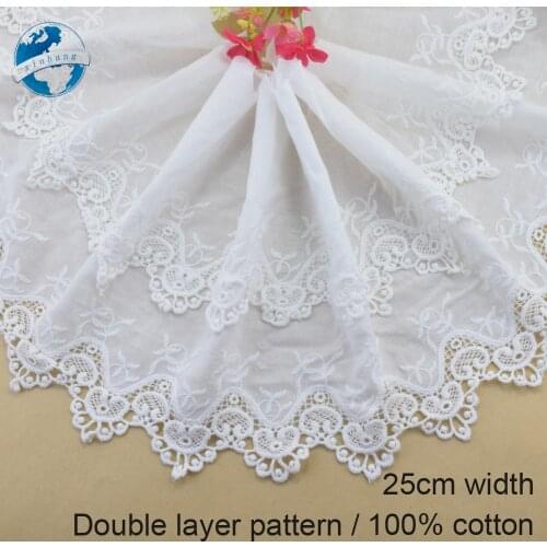 25cm double layer 100% Cotton embroid lace sewing ribbon guipure trim wedding lace DIY Garment Accessories african lace#3316