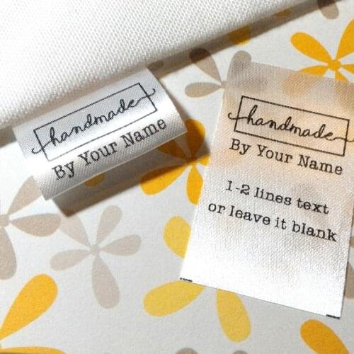 300pcs Custom silky printed logo name product tags With Wash Instruction washing label satin Fabric sew on clothing Care labels