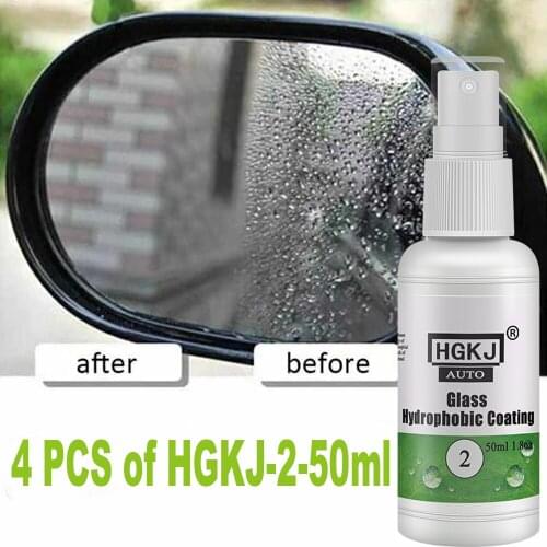 4 PCS of HGKJ-2-50ml Car Glass Windshield Hydrophobic Spray water repellent coating for Car Glass Cleaning Hydrophobic Coating
