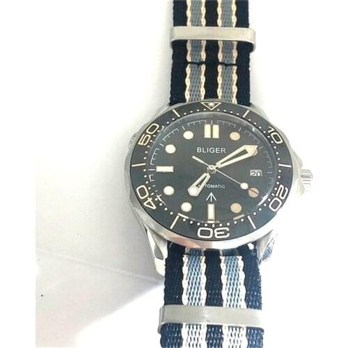 41mm Waterproof Belt Buckle Mens Watch Miyota 8215 NH35 Movement Date Indicator Sapphire Glass Luminous Ceramic Bezel Bliger