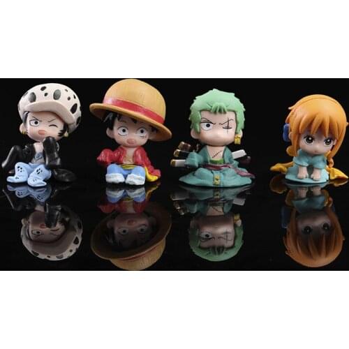 4Pcs/Set Anime One Piece Monkey D Luffy Roronoa Zoro Nami Trafalgar Law Childhood Cute Mini PVC Figure Figurine Toy NEW NO BOX