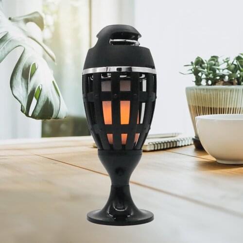 Wireless Portable Lamp Bluetooth Speaker Music Player LED Flame Speaker USB Hi-Fi Subwoofer Sound Bedside Lamp