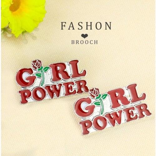 Feminism Brooch Best Friend English Words "Girl Power" Enamel Pin Honeybee Rose Friendship Sisters Gift Feminist Badge Pin Decor