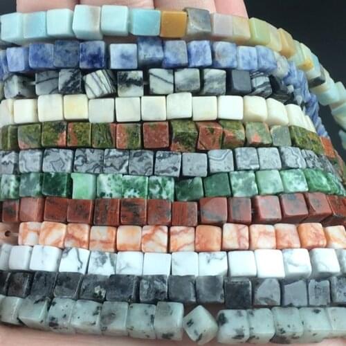 Natural Stone Square Jades Agates Spacer Loose Beads For Jewelry Making Charm DIY Bracelet Necklace Earrings Accessories 6x6mm