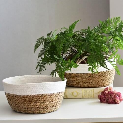 Flower Basket Plant Straw Flowerpot Weave Seagrass Plant Pot Flower Pot Gardening Hanging Flowerpot Basket Home Garden Decor