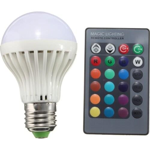 E27 5W RGB LED Bulb Light Lamp 16 Color Changing for Home Party AC85-265V With 24 key IR Remote Controller Drop Shipping