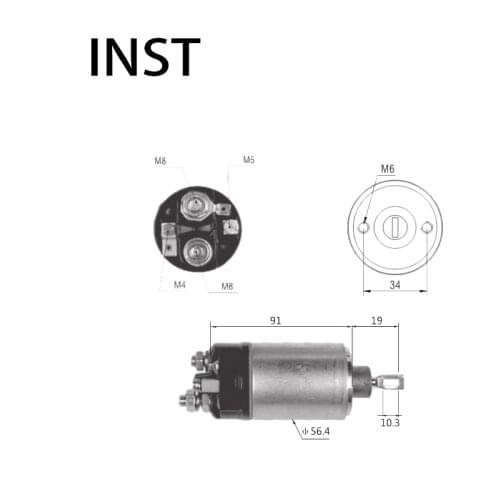 ELECTROMAGNETIC SWTICH SOLENOID FOR 12V 1.1KW 0.330.041.001 0.330.041.004 9.330.041.001 629 0331302060 0331302560 9330041001