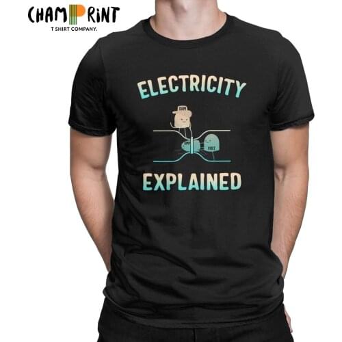 Funny Electricity Explained Electric Ohm Volt Amp Electrical Engineer T Shirt Men Cotton T-Shirts Ohms Law Tee Tops Plus Size