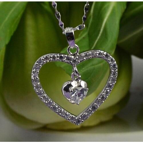 Guarantee Plain 925 Sterling Silver Jewelry Pendant, CZ, Cubic , Heart Penant , 3.4 g, PE34823