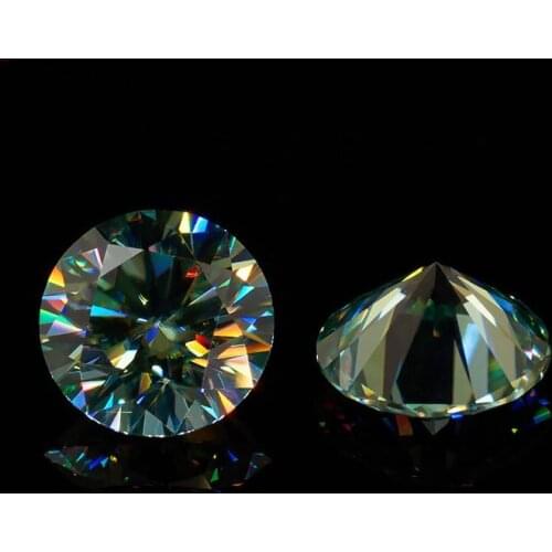 3.0mm to 11mm Blue Green Moissanites Round Excellent Cut Sic Material Moissanites Loose Stone For Jewelry With GRA Certificate