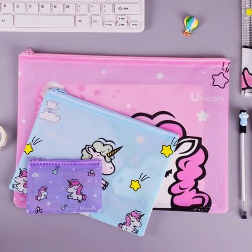 Cactus Strawberry Unicorn PVC File Bag Pencil Case file Folder Documents Filling Bag Office school Suppllies kawaii Stationery