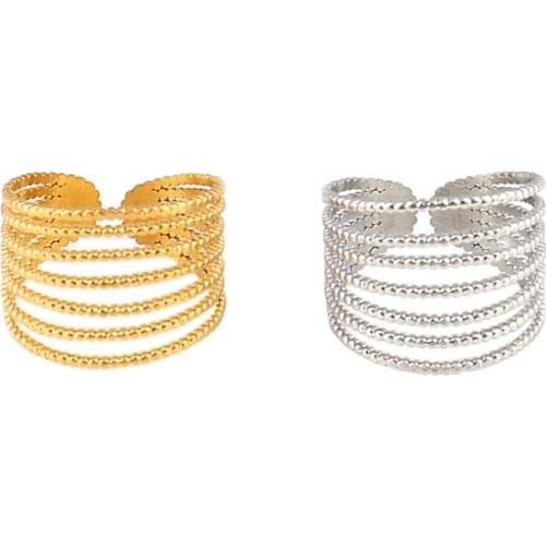 Punk Women Ring Chain Rings Open Rings For Women Stainless Steel Rings Geometry Ring Ring Lock Pendant Ring Charm Ring Jewelry