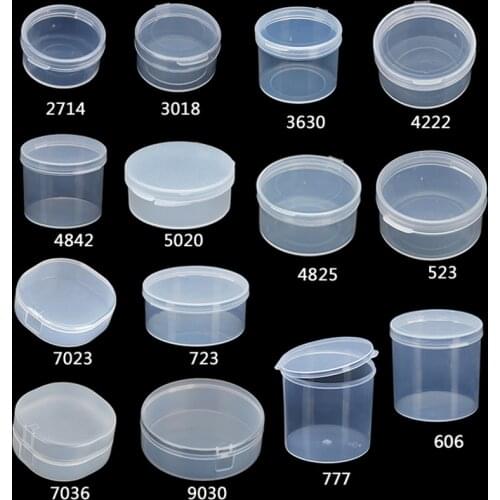 10pcs Round Clear Plastic Containers Beads Crafts Jewelry Display Storage Boxes Case