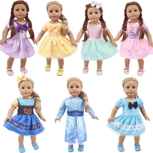 Doll Clothes Cartoon Elsa Princess Dress For 18 Inch American&43 Cm Baby New Born Zaps Doll Generation Girl`s Toy