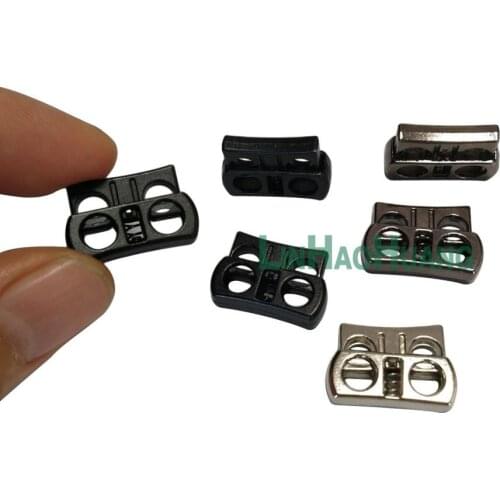 50pcs/lot 2-hole square metal alloy stoppers toggle cord locks 4mm Drawstring lock bungee cord Silver,Black,gun metal