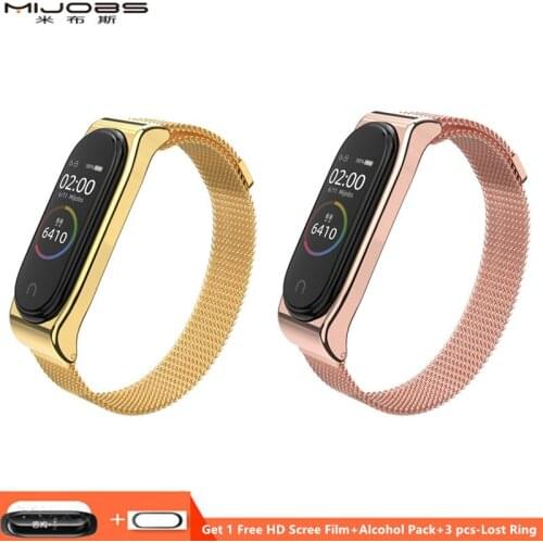 Mijobs Magnetic Strap for Xiaomi Mi Band 4 Smart Watch Wrist Strap for Miband 4 Strap Mi band 4 Wristbands Stainless Bracelet