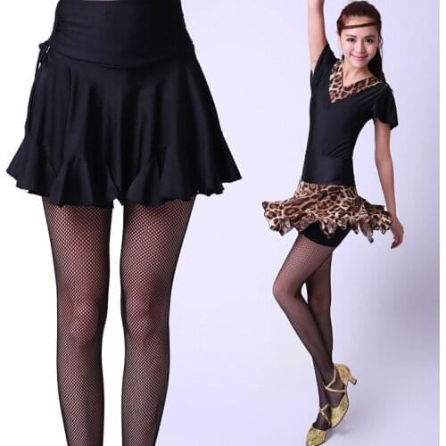 Mini Leopard Skirt Latin Dancing Costumes for Women Sexy Spandex Ruffle Salsa Chacha Tango Rumba Dress High Waist Skirt