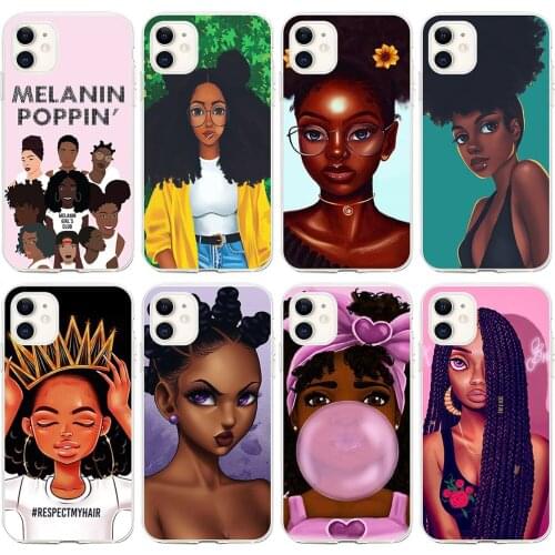 Soft Case For iPhone12 11 Pro Max Black Girl Cartoon Phone Case 8 7 Plus X XS SE2020 Case Girl Special Case For 12 Pro Max XR