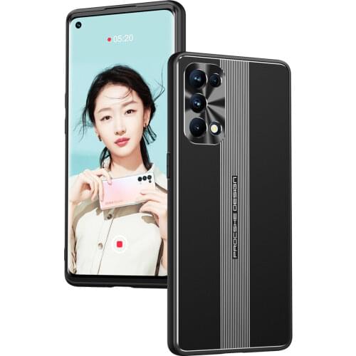2021 New Fashion Metal Phone Case For OPPO Reno 5 Pro + TPU Soft Frame Cover Magnetic Car Holder Metal Camera Protective Cases