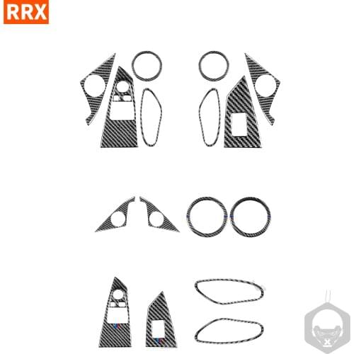 For BMW 6Series E63 E64 2004-2010 Carbon Fiber New Stickers Door Window Lift Control Door Horn Handle Interior Car Accessories