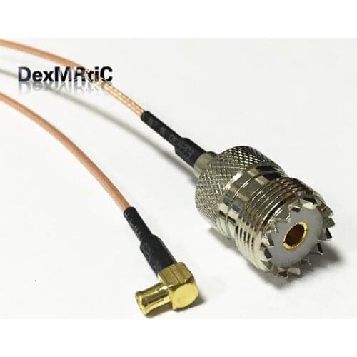 New UHF Female Jack SO239 Switch MCX Male Plug Right Angle pigtail cable RG178 Wholesale 15CM 6" Adapter