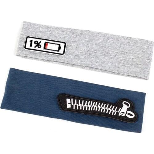 Newborn Solid Color Zipper Print Pattern Headband Children Casual Elastic Headwear Soft Fashion Hairband Cotton Hair Accessories