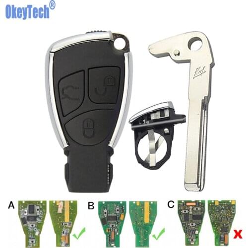 OkeyTech for Mercedes Benz CLS CE W203 W204 Fortwo Smart Key Card Modified Remote Car Key Case Fob Insert Blank Blade 3 Button