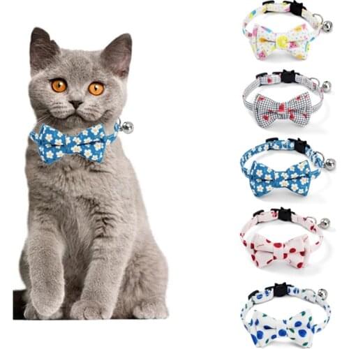 Japanese Style Cat Collar Bowknot ​With Bells Nylon Adjustable Pet Collars for Cats Small Dogs Puppy Pet Neck Strap Accessories