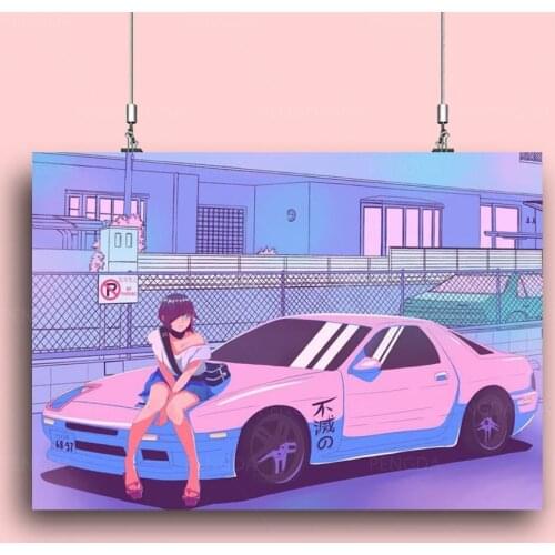 Prints Painting Luxury Car Pictures Wall Artwork Cool Girl Home Decor Laser Modular Canvas Poster Vaporwave Modern Living Room