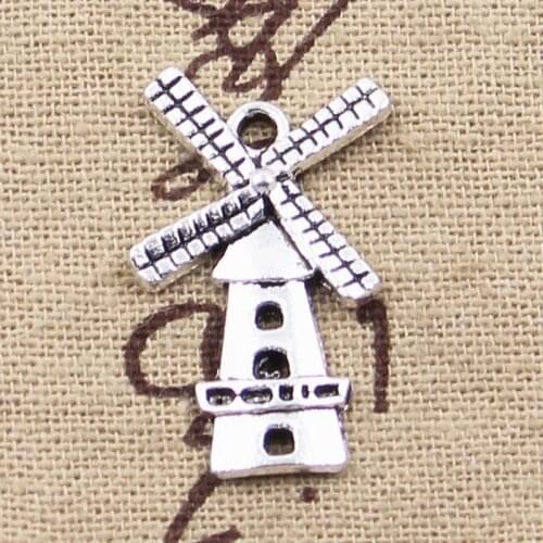 20pcs Charms Windmill Winnower 37x16mm Antique Silver Color Plated Pendants Making DIY Handmade Tibetan Silver Color Jewelry
