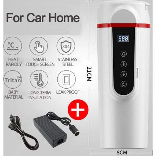 Portable 420ml Stainless Steel 12V/24V Car Heating Cup LCD Display Electric Water Cup Temperature Kettle Coffee Tea Milk Heated