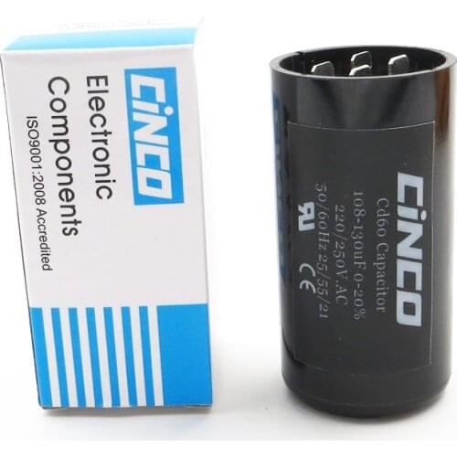 108-130MFD 220V 250V 275V CD60 Motor Start Capacitors RV Motor Starting 108-130 mf uf Compressor HVAC Electrolytic 220VAC 250VAC
