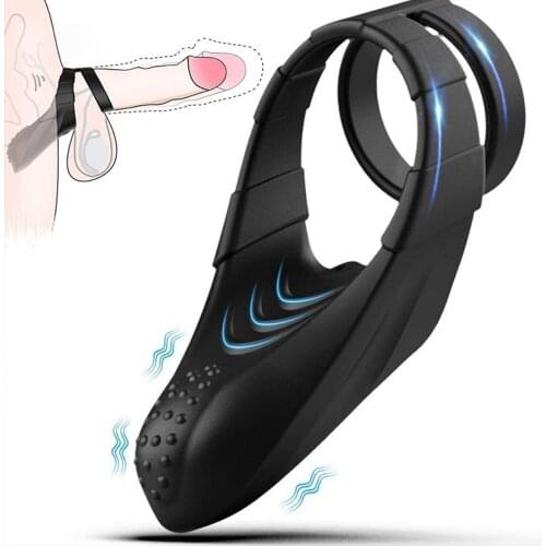 Vibrator Penis Ring Delay Ejaculation Adult Sex Toys for Men Vibrating Cock Ring Prostate Massage Male Masturbator Sex Products