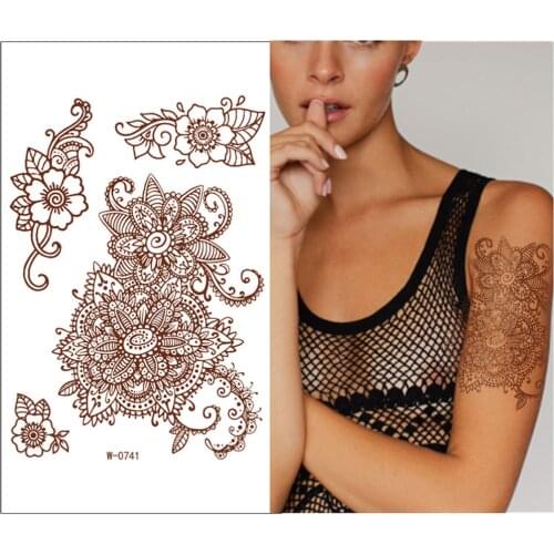 Henna Waterproof Temporary Tattoos for Women Lace Sexy Body Art Painting Fake Tattoo Stickers Cheap Goods for 1 Ruble Stickers