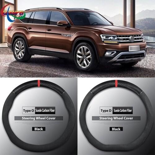 Four Seasons Universal Non-Slip Carbon Fiber Suede Steering Wheel Cover For Volkswagen Teramont Car Interior Accessories