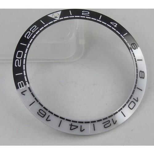 Black Silver High Quality 38mm Watch Ceramic Bezel Ring Insert Fit 40mm Watch
