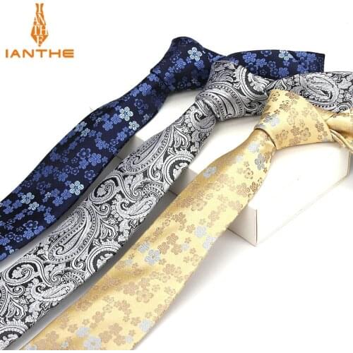 High Quality Mens Tie Paisley Skinny Ties Wedding Shirts Necktie For Men Paisley Cravate Business Pour Homme Rouge Slim Bowknot