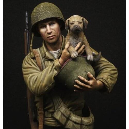 1/9 Scale Unpainted Resin bust US infantry rescue puppy collection bust