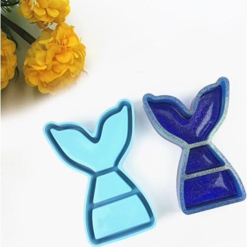 1Pc Fish Tail Storage Box Epoxy Resin Mold Table Snack Organizer Case Silicone Mould DIY Crafts Soap Candle Handicrafts Casting