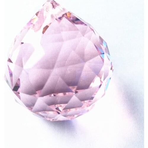 10pcs/lot 40mm Pink Crystal Faceted Chandelier Balls Lighting Pendants Crystal Suncatcher For Christmas Tree Decoration