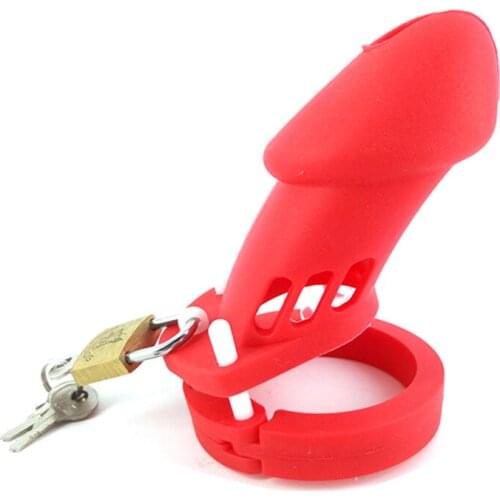 20pcs/lot 7colors CB6000 CB6000S Silicone Male Chastity Device Chastity Cage with Lock and 5 Penis Ring Sex Toys for Men G7-2-2