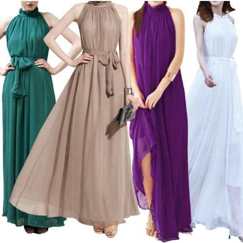 2021 New Arrival Evening Party Solid Color Ruffled Collar Women Sleeveless Maxi Dress with Belt Hot Sales