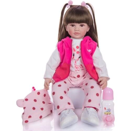 60cm Bebê Boneca Reborn princesa menina com girafa adorável Presente de Criança
