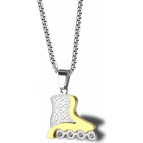 Stainless Steel Gold Skates Men Hip Hop Pendant Necklace Jewelry Gift For Him with Chain Best Boyfriend Gift