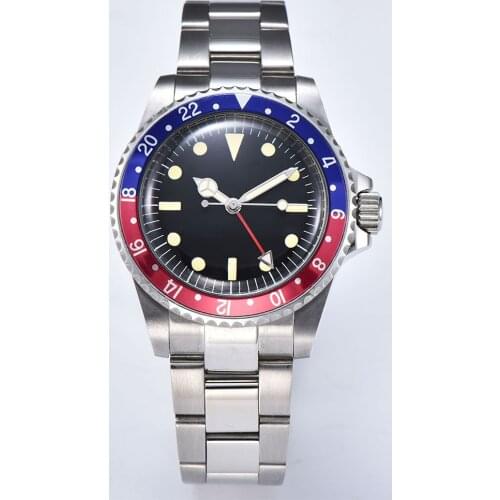 Watch GMT mens automatic luminous hand steel shell movement 40 mm mechanical watch aluminum bezel brushed bracelet 1020