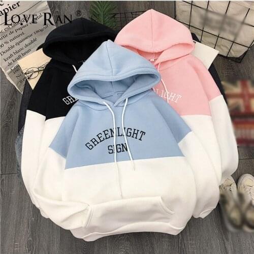 Fleece Oversized Thick Warm Womens Hoodies Sweatshirt Letter Print Hoodie Girl 2020 Autumn Female Students Ladies Sweatshirts