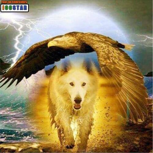 Hot Sale New Arrival Full Square/Round Diamond Painting Cross Stitch animal Diamond Embroidery Diamond Mosaic snow owl and wolf