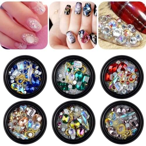 Hot Sale Rhinestones Transparent AB Crystal Nail Art Decorations Fancy Shape Crystal Glass Rhinestones Jewelry Elf Beads Mixed