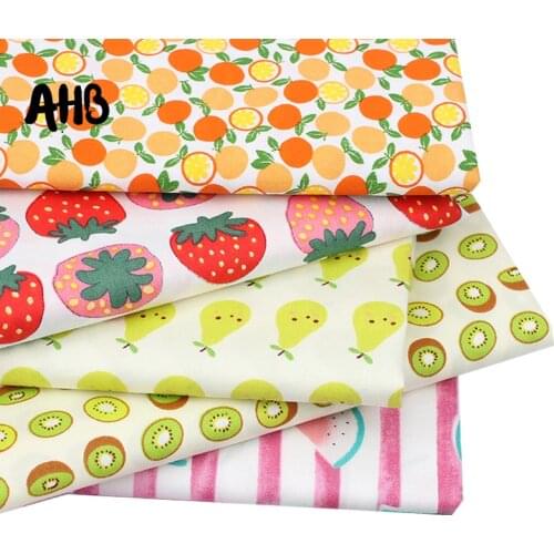 AHB 45*150cm 1pc Cotton Fabric Cartoon Fruits Printed Cloth Summer Style Handmade Clothes Materials DIY Apparel Crafts Supplies