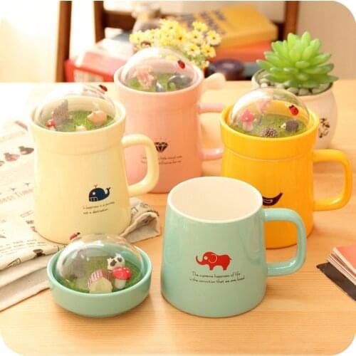 Ceramic Mugs Cute Totoro Cartoon Style Children Outdoor Water Cup Tumbler with Straw Kawaii Mug Eco Friendly Tumbler Cup